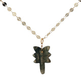 Collier doré Palmier labradorite 60 cm