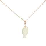 Collier doré poisson taillé en quartz citron 42 cm