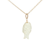 Collier doré poisson taillé en quartz citron 42 cm