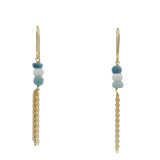 Golden earrings with 3 stones and chains
