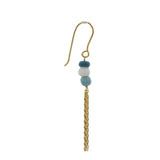 Golden earrings with 3 stones and chains