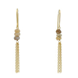 Golden earrings with 3 stones and chains