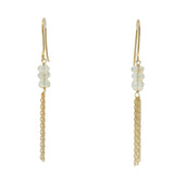 Golden earrings with 3 stones and chains