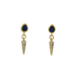 Gold earrings with stone and zircon tassels
