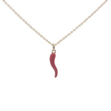 Collier doré piment en émail rouge 42 cm