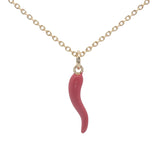 Collier doré piment en émail rouge 42 cm