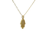 Collier doré mains de fatma et zircons 50cm