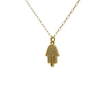 Collier doré mains de fatma et zircons 50cm
