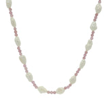 Collier doré perles de culture alternées avec du quartz rose 42 cm
