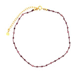 Chaine de cheville cordon amethyste et grenat