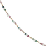 Collier doré petite fleur tourmaline et perles de culture 50 cm