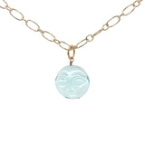 Collier doré visage taillé dans du blue saphir 42 cm