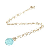 Collier doré visage taillé dans du blue saphir 42 cm