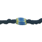 Navy blue cord bracelet with yellow and blue African pearl