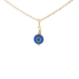 Collier doré petit oeil bleu et perle dorée 42 cm