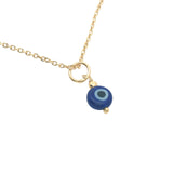 Collier doré petit oeil bleu et perle dorée 42 cm