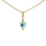 Collier doré petit coeur en nacre avec oeil perle dorée 42 cm