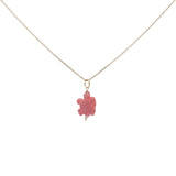 Collier doré tortue rose avec perle de culture 42 cm