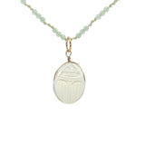 Collier doré prehnite scarabée taillé dans quartz citron 60 cm