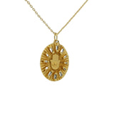 Collier doré main de fatma et zircons blancs baguette 42 cm