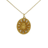 Collier doré main de fatma et zircons blancs baguette 42 cm