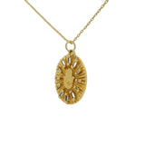 Collier doré main de fatma et zircons blancs baguette 42 cm