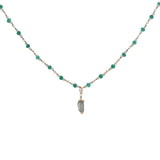 Collier doré onyx verte, prehnite, labradorite et pierre de lune 50 cm