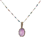 Collier doré tourmaline Johri Bazaar en améthyste et fil doré 60 cm