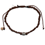 Bohemian cord and pearl bracelet in 925 silver