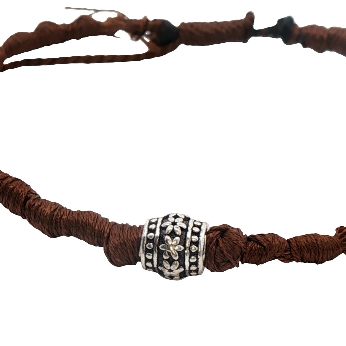 Bohemian cord and pearl bracelet in 925 silver