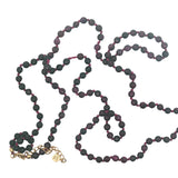 Collier doré perles violines avec noeuds violets 75 cm
