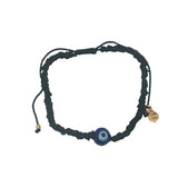 Bracelet doré cordon tressé bleu marine oeil bleu