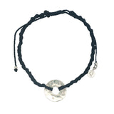 Colored cord bracelet and hammered hole piece