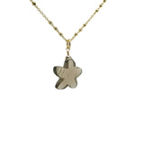 Collier doré étoile de mer et quartz fumé 42cm