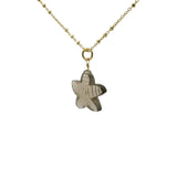 Collier doré étoile de mer et quartz fumé 42cm