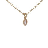 Collier doré zircon rose pale en navette 38 cm