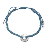 Colored cord bracelet and hammered hole piece