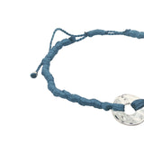 Colored cord bracelet and hammered hole piece