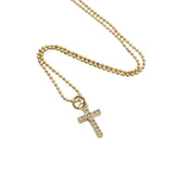 Collier doré croix zircons 38 cm