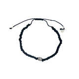 Bracelet cordon bleu marine perle bohème en argent 925