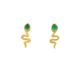 Golden snake and stone earrings
