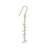 Boucles d'oreilles dorées pendantes avec quartz rose taillée brut