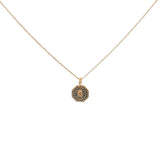 Gold necklace with zircons and scarab medal