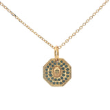 Gold necklace with zircons and scarab medal