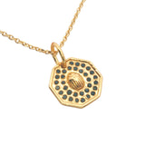 Gold necklace with zircons and scarab medal