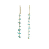 Boucles d'oreilles dorées pendantes avec apatite taillée brut