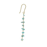 Boucles d'oreilles dorées pendantes avec apatite taillée brut