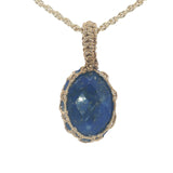 Collier doré Johri Bazaar lapis lazulis et fil doré 42 cm