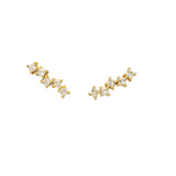 Boucles d'oreilles dorées ear cuffs rang de zircons blancs
