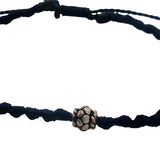 Navy blue cord bracelet and small bohemian pearl 925 silver
